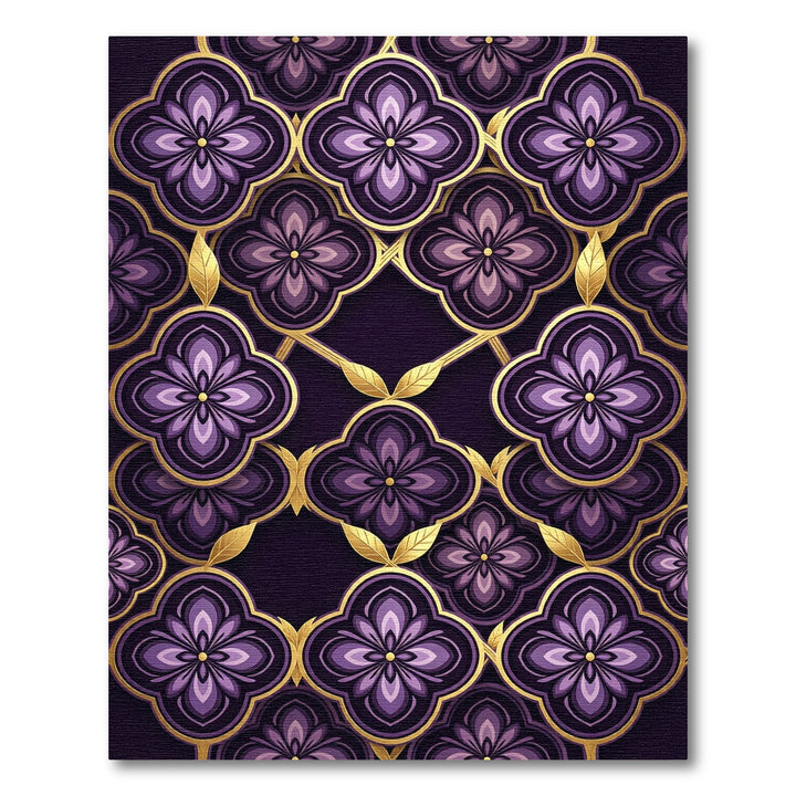 Elegant Purple Clover Gold Inlay Rug