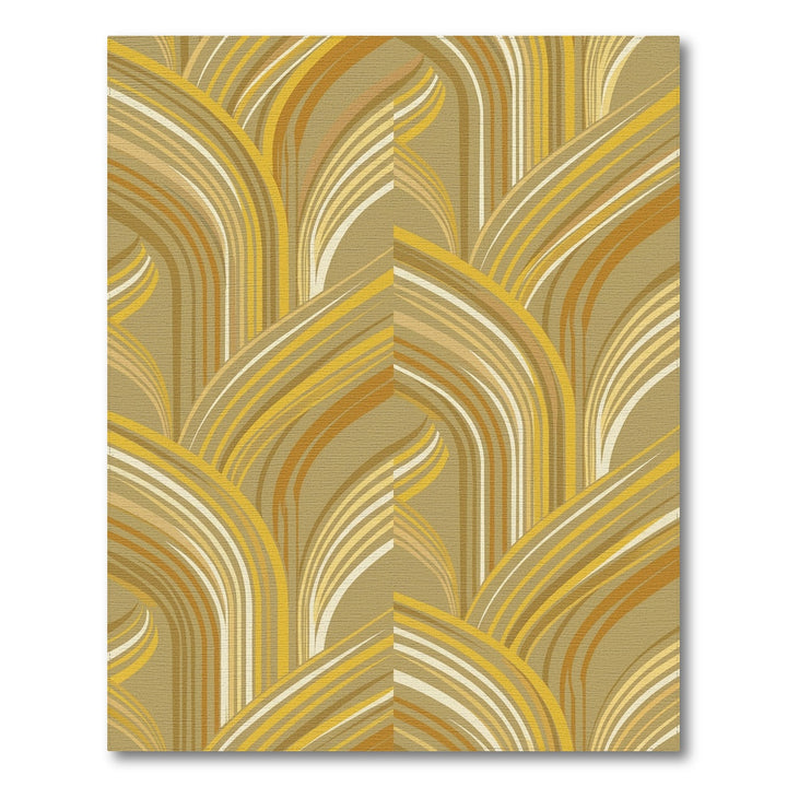 Golden Cream Arc Swirl Rug