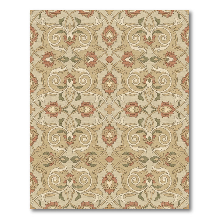 Earthy Floral Arabesque Scroll Rug