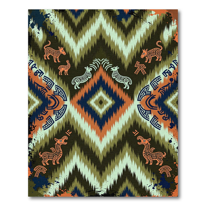 Tribal Ancient Animal Zigzag Rug