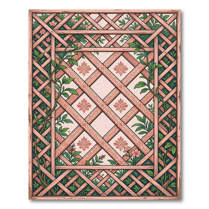 Coral Garden Lattice Floral Vine Rug