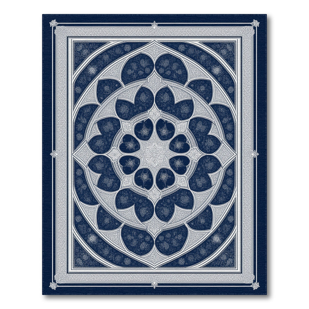 Navy Traditional Persian Navy Blue Ornate Persian Medallion Rug