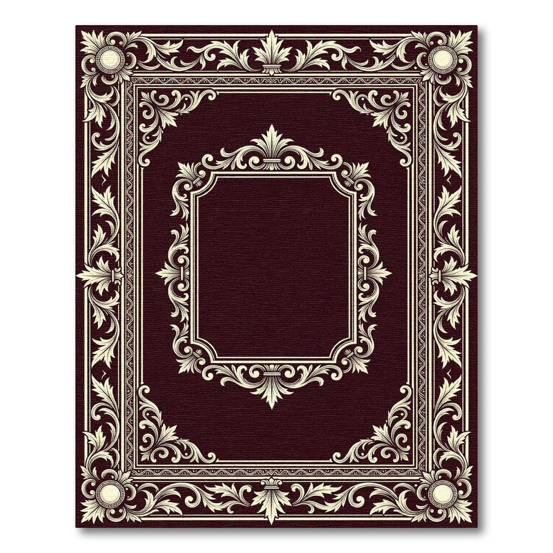 Ornate Cream Acanthus Leaf Frame Rug