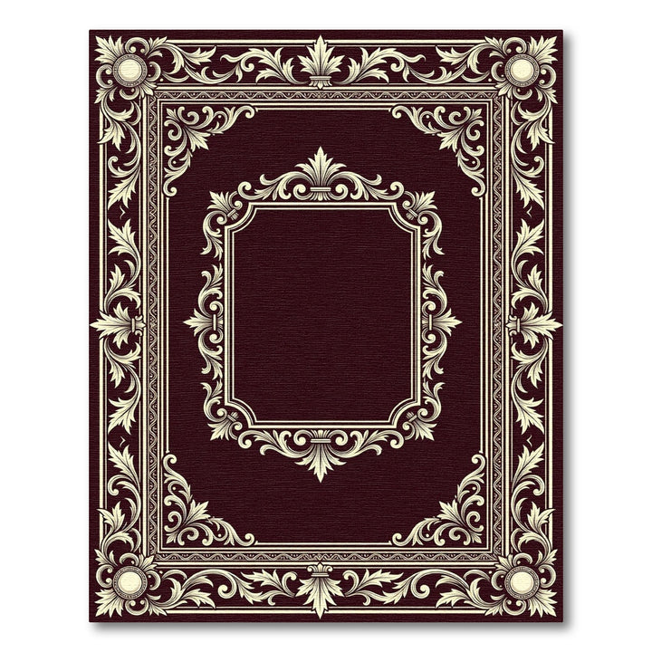 Ornate Cream Acanthus Leaf Frame Rug