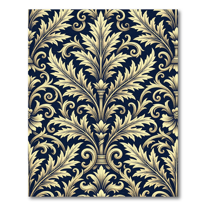 Golden Acanthus Damask Navy Rug