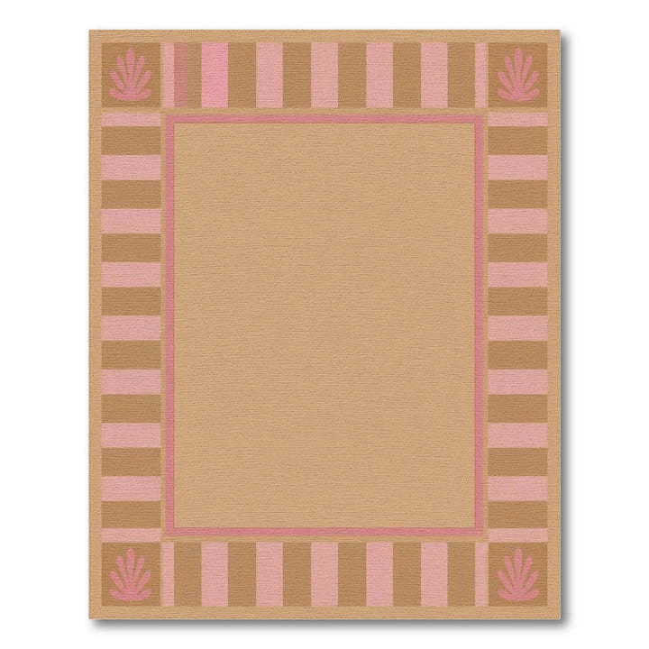 Pink Shell Brown Stripe Beige Area Rug