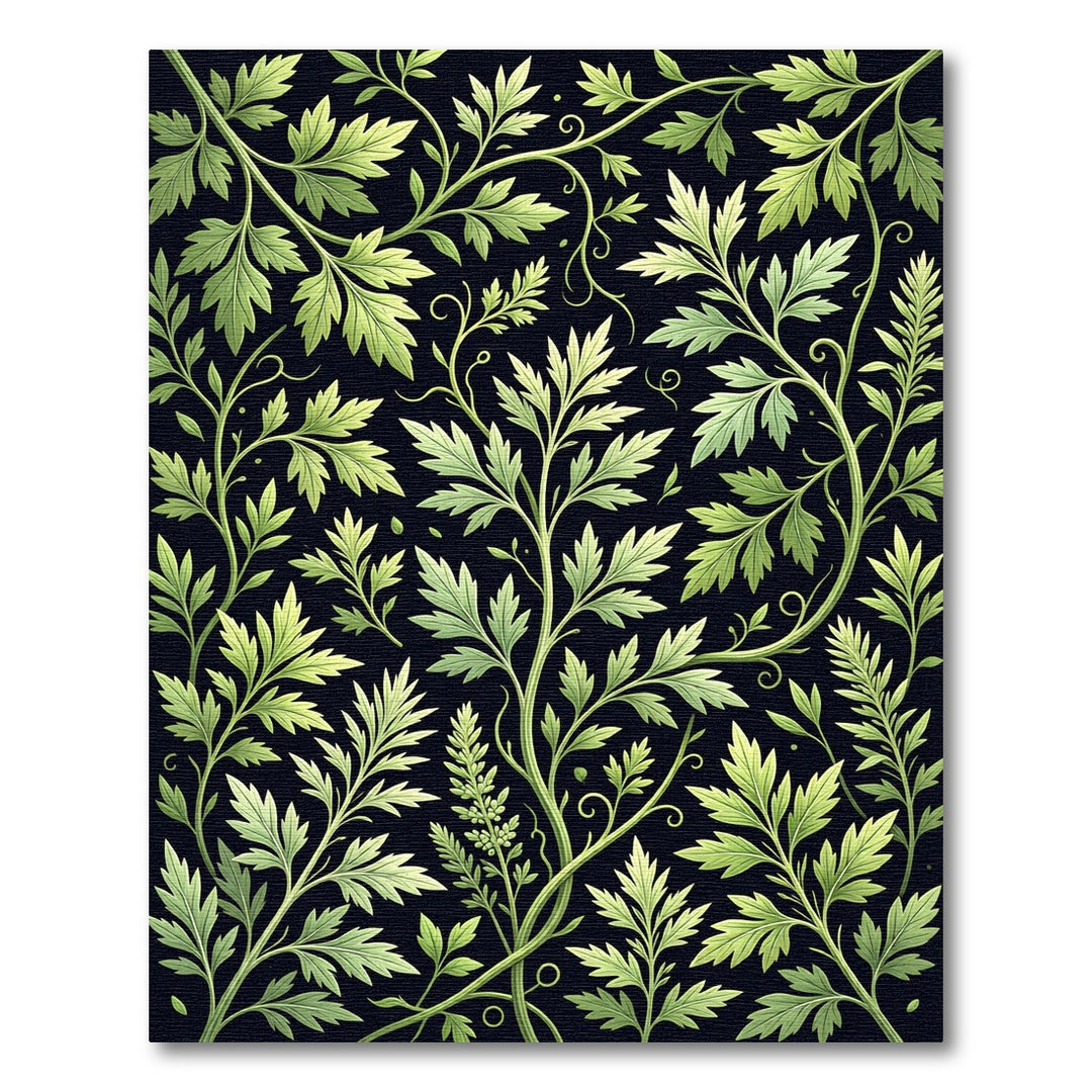 Lush Green Vintage Botanical Vines Rug