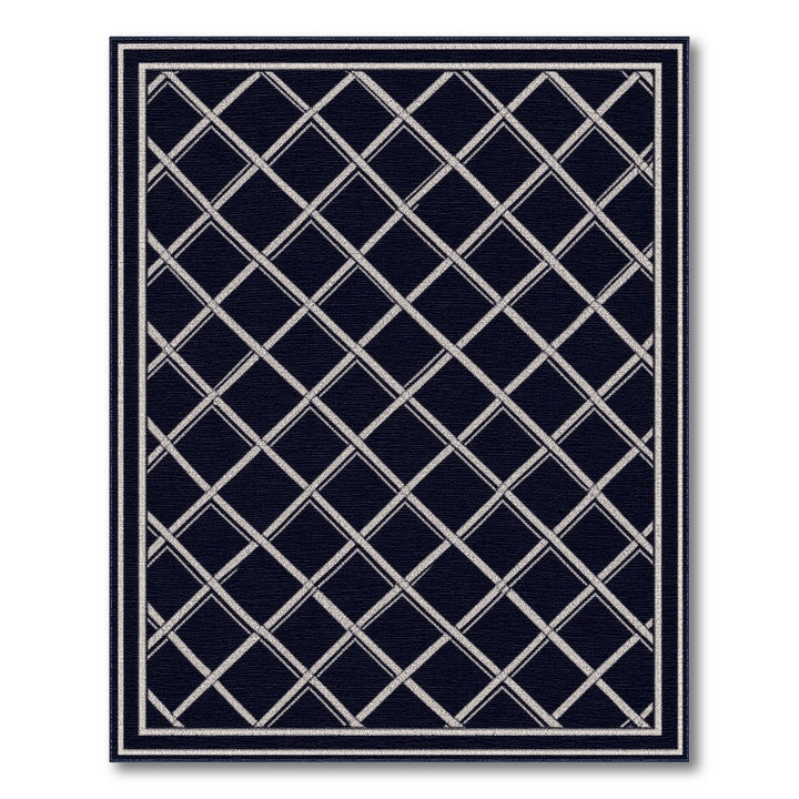 Navy Lattice Geometric Area Rug