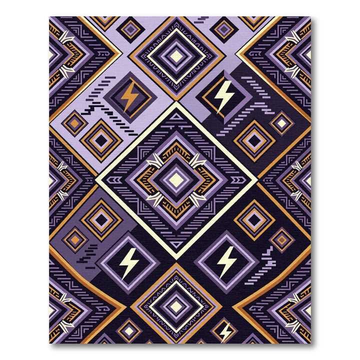 Purple Gold Lightning Diamond Geometric Rug