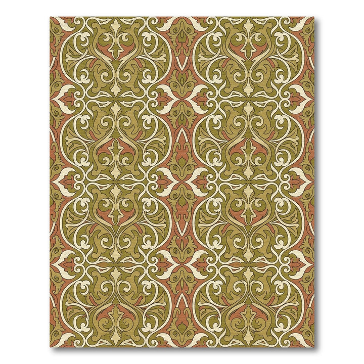 Ochre Sage Green Arabesque Rug