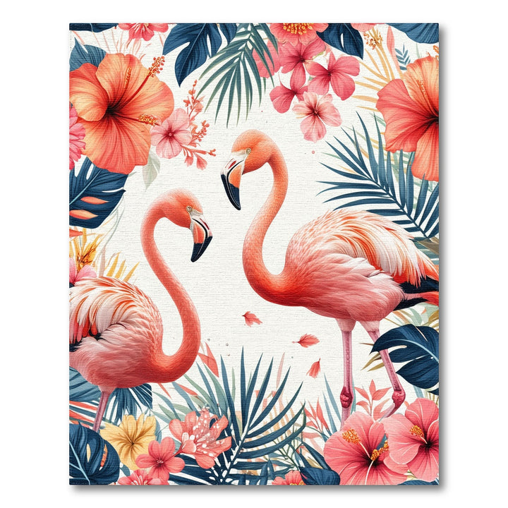 Multi-color and Patterns Pink Flamingo Hibiscus Washable Area Rug