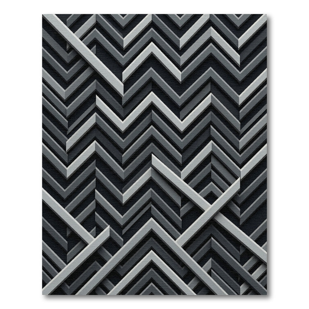 Monochromatic Slate Interlocking Chevron Rug