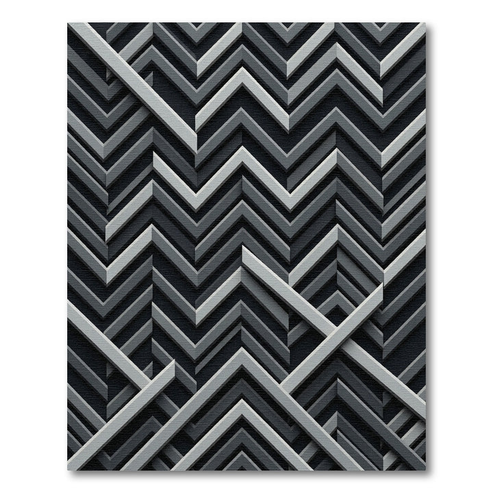 Monochromatic Slate Interlocking Chevron Rug