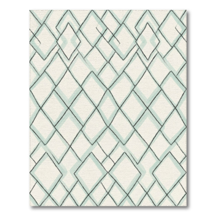 Coastal Teal Interlocking Diamond Rug