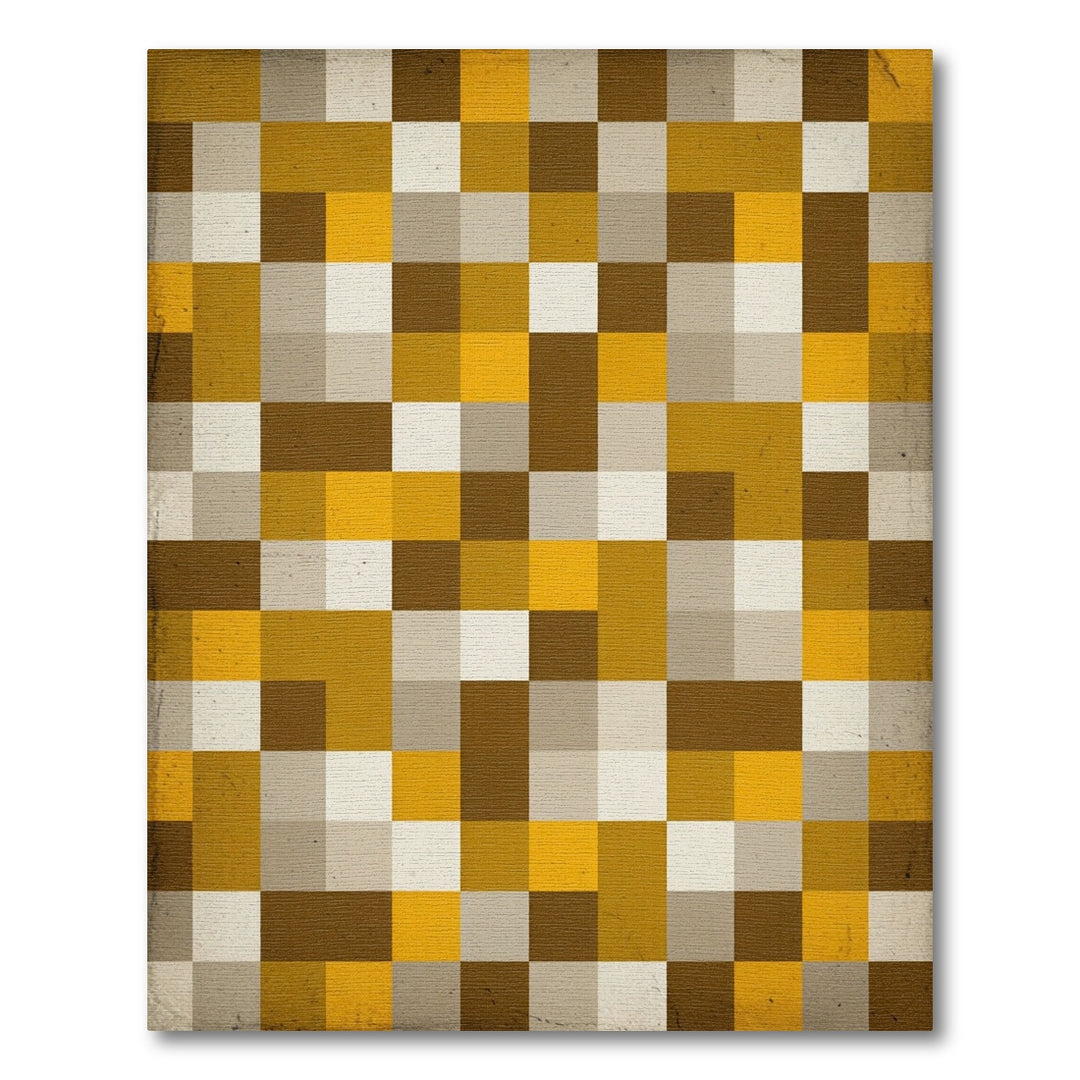 Earthy Retro Pixel Checkerboard Rug