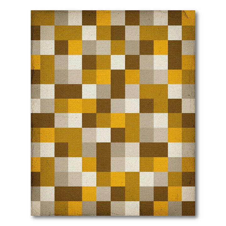 Earthy Retro Pixel Checkerboard Rug