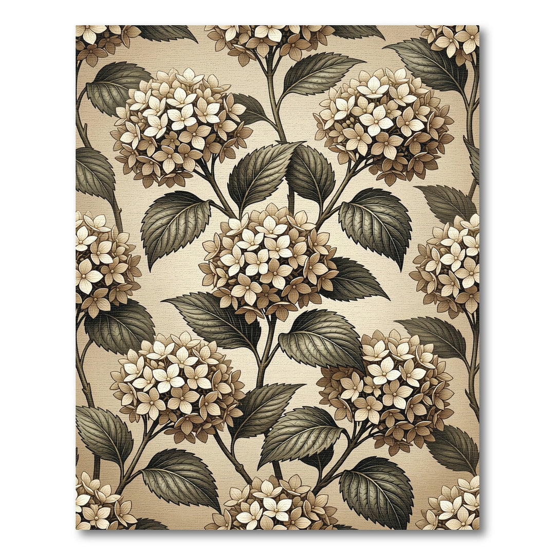 Vintage Hydrangea Floral Branch Rug