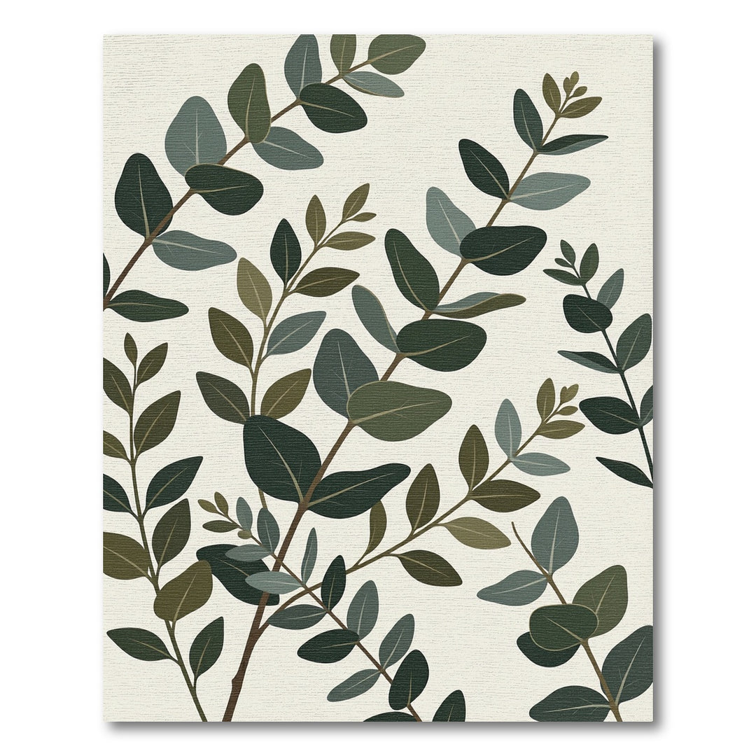 Eucalyptus Branches Neutral Leaf Arrangement Rug