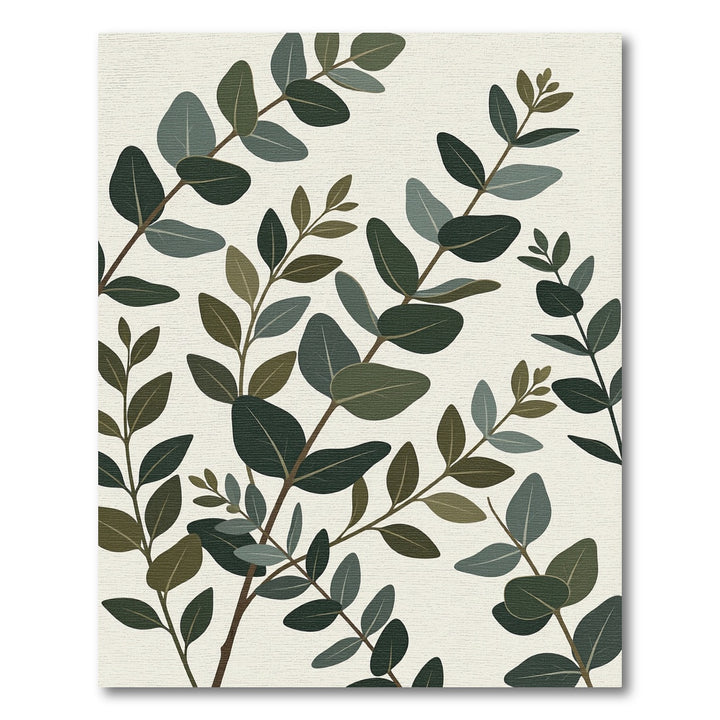 Eucalyptus Branches Neutral Leaf Arrangement Rug