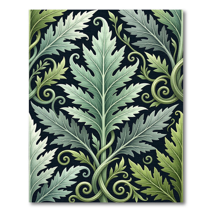Art Nouveau Green Leaf Swirls Rug