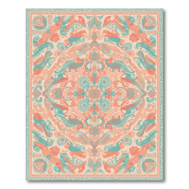 Blue and Teal Coral Traditional Persian Area Rug