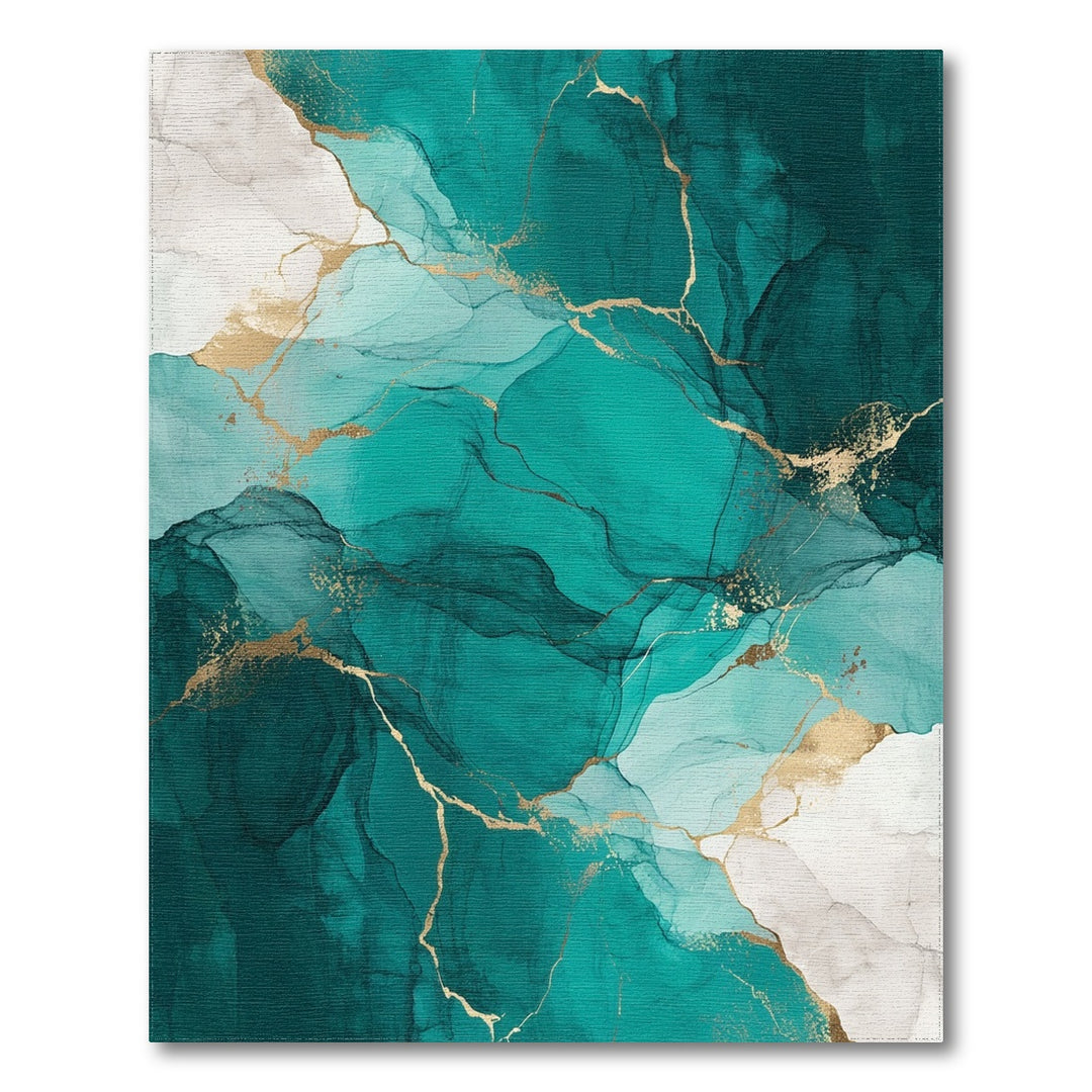 Blue and Teal Abstract Area Teal Gold Marble Abstract Area Rug