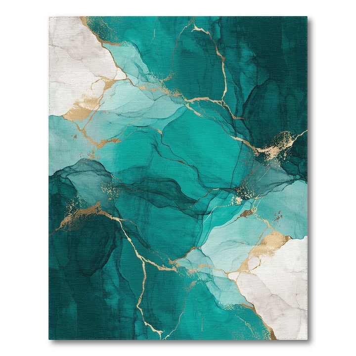 Blue and Teal Abstract Area Teal Gold Marble Abstract Area Rug