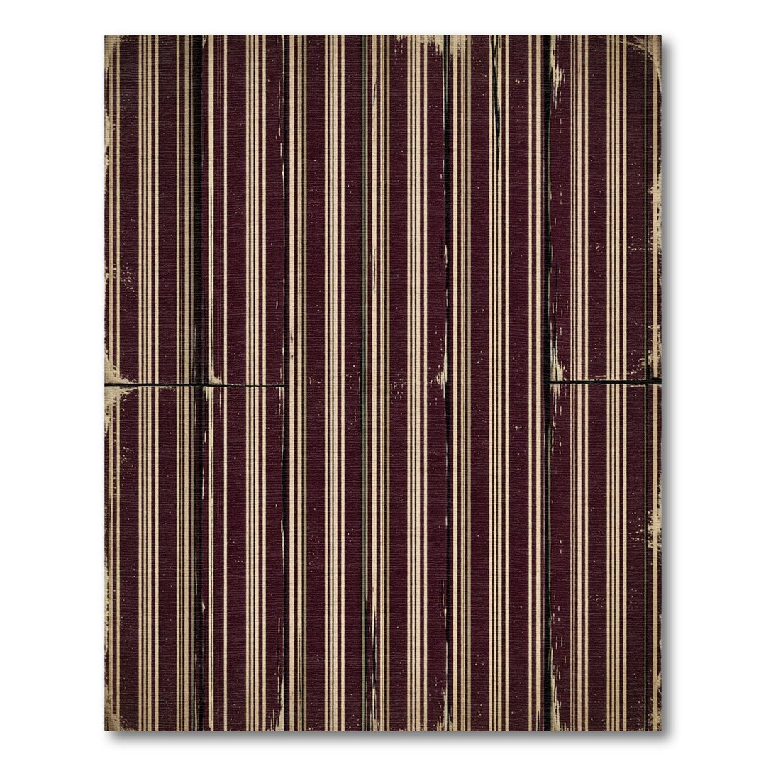 Distressed Burgundy Cream Vertical Stripe Rug