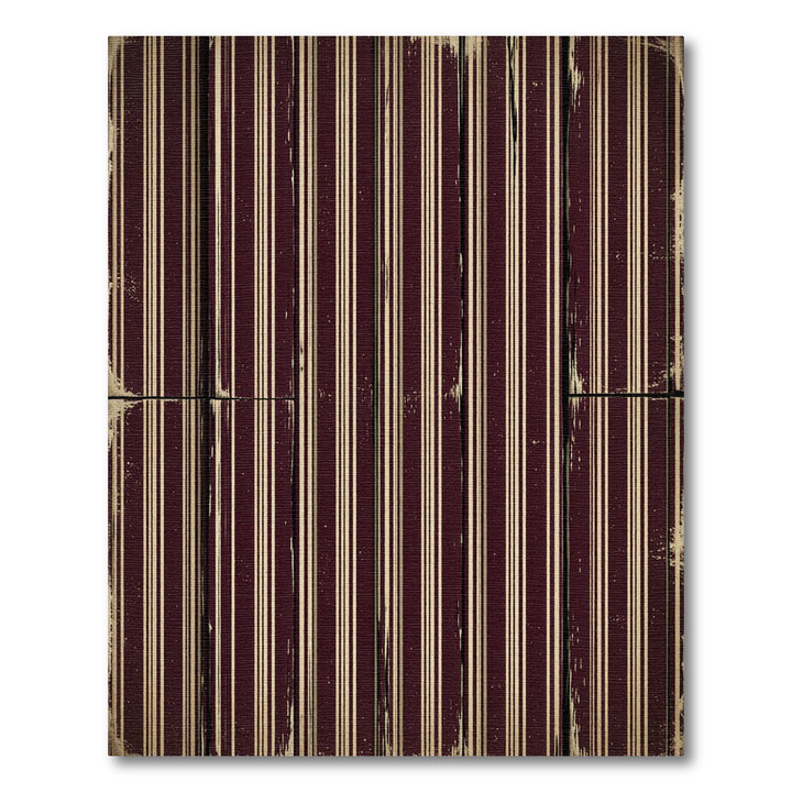 Distressed Burgundy Cream Vertical Stripe Rug