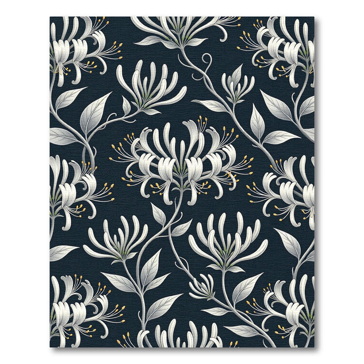 Elegant White Honeysuckle Dark Floral Rug