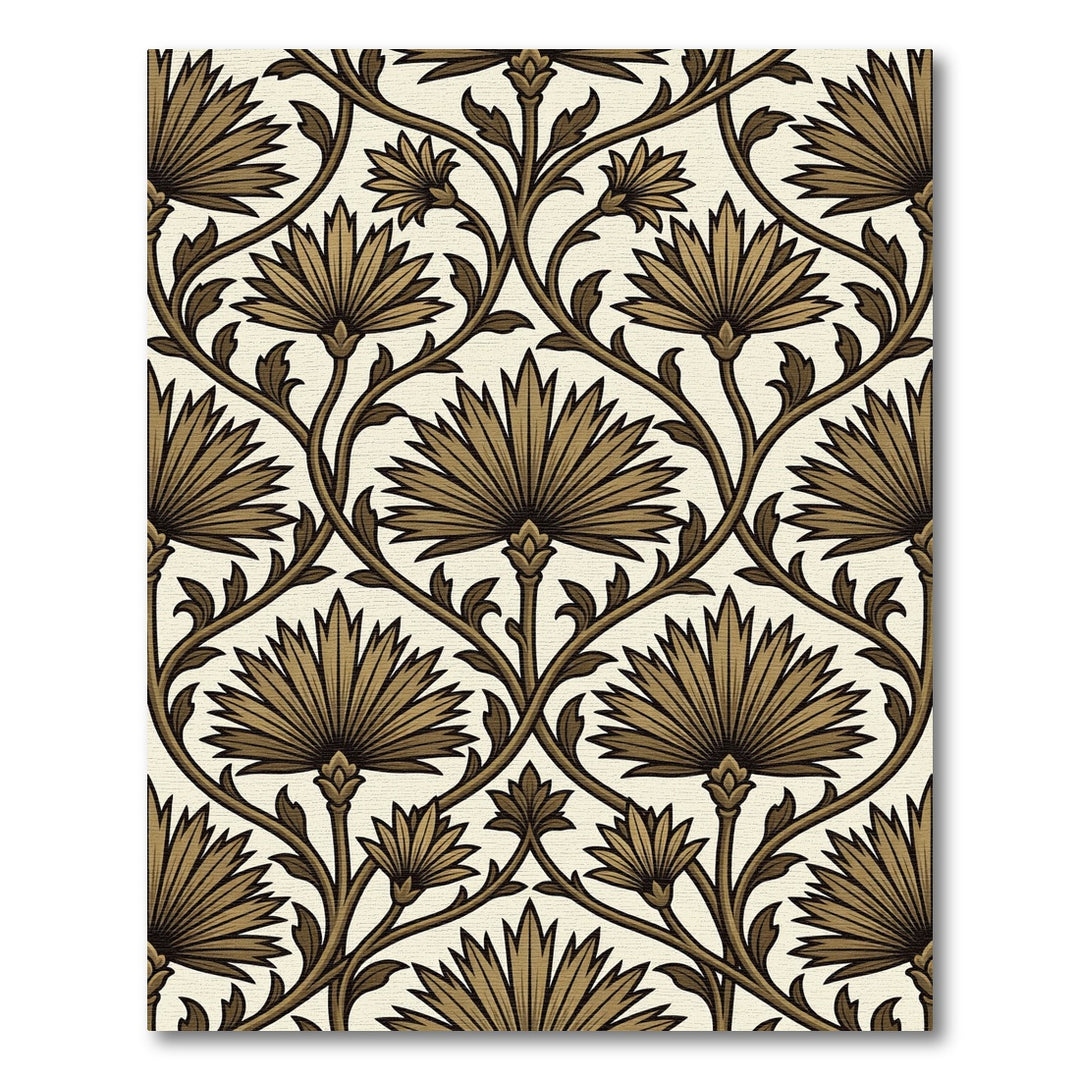 Art Nouveau Gold Floral Vine Rug