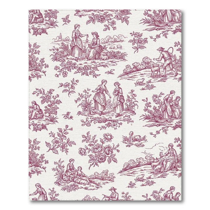 Vintage Rose Pastoral Scene Rug