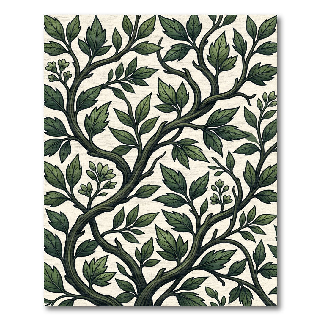 Vintage Dark Green Vine Foliage Rug