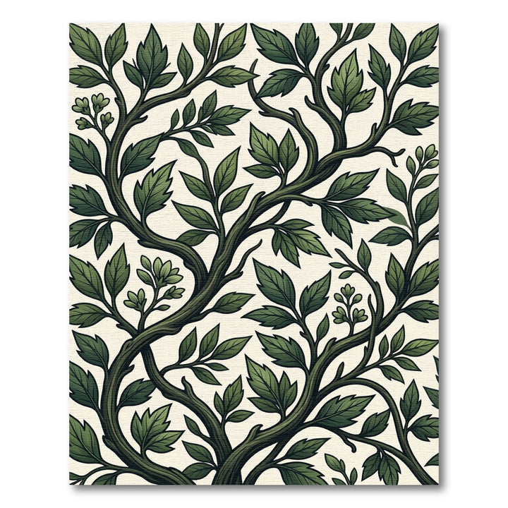 Vintage Dark Green Vine Foliage Rug