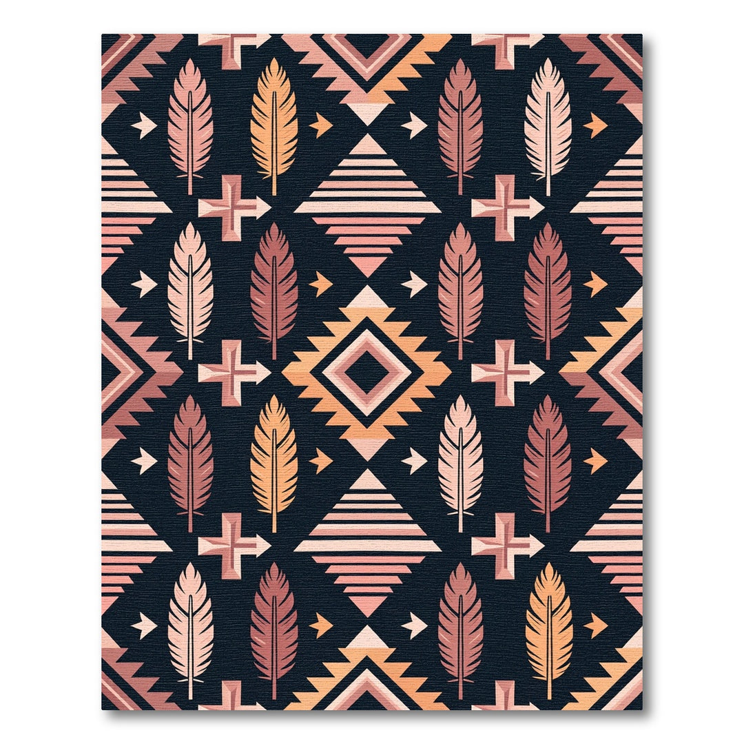 Pink Feather Geometric Tribal Rug