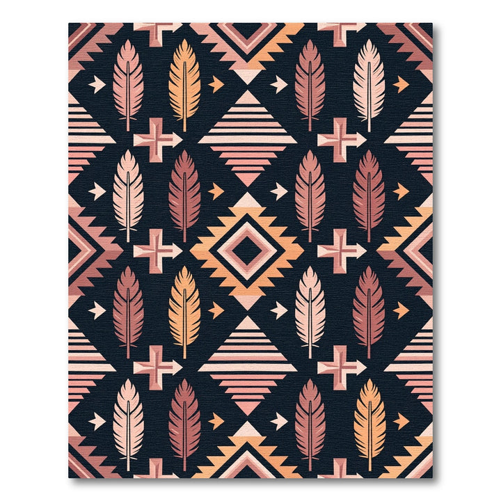 Pink Feather Geometric Tribal Rug