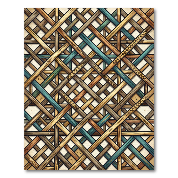 Woven Wood Lattice Interlaced Design Rug