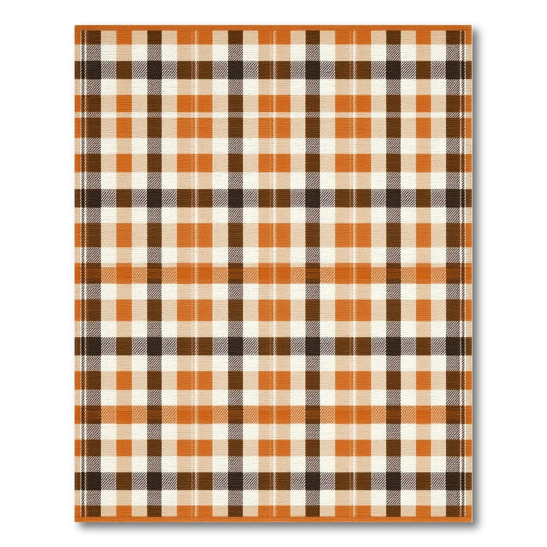 Orange Brown Checkered Area Rug