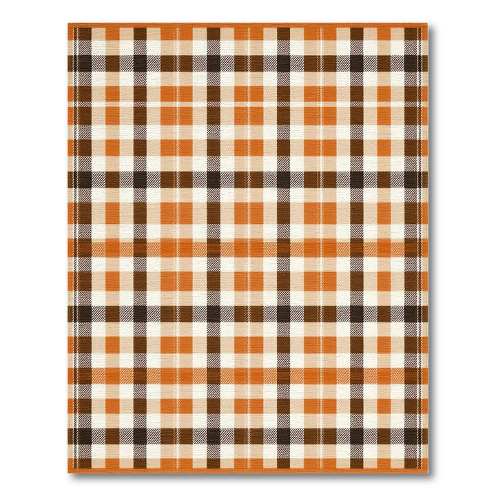 Orange Brown Checkered Area Rug