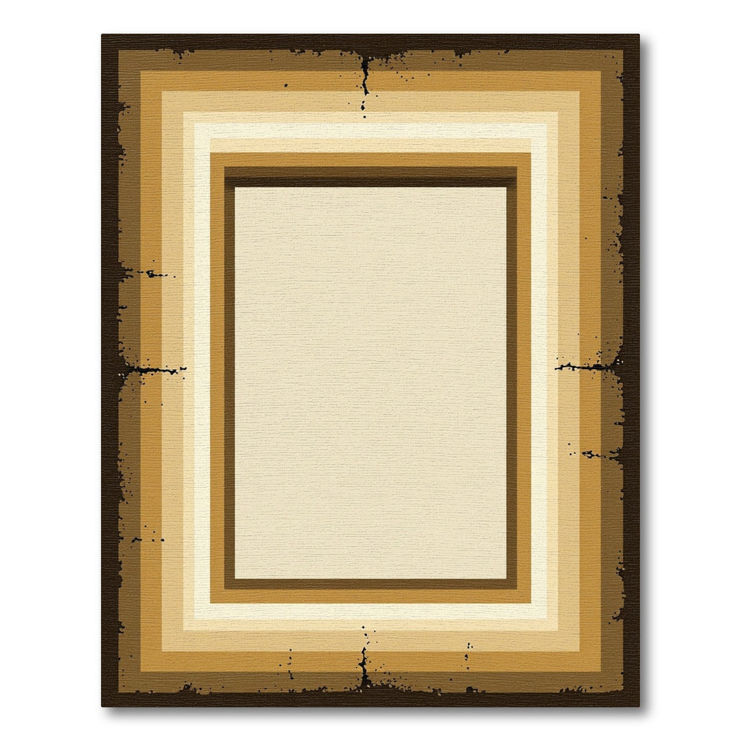 Retro Graduated Brown Layered Frame Rug