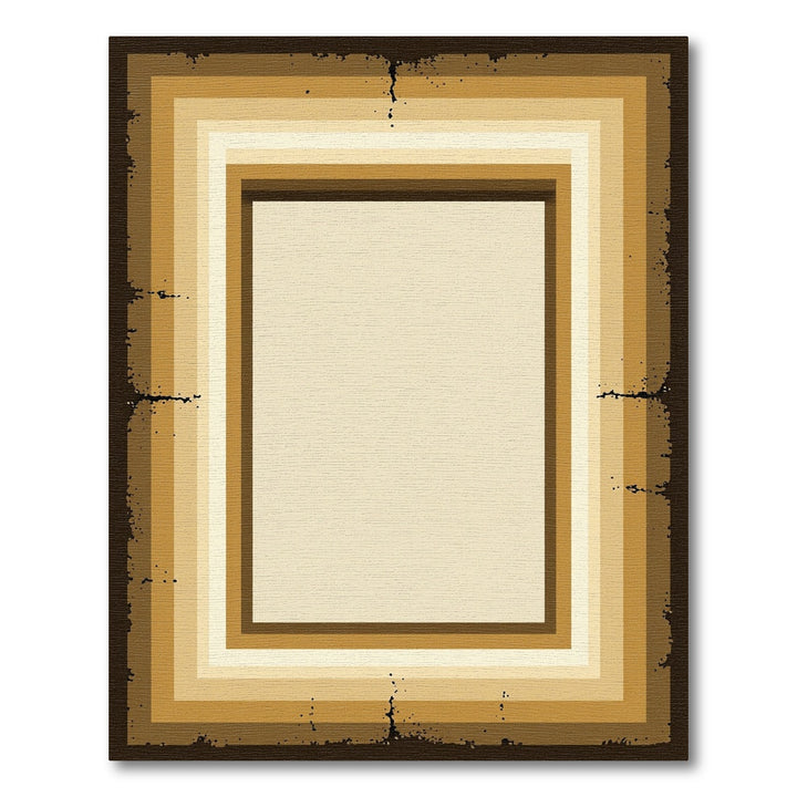 Retro Graduated Brown Layered Frame Rug