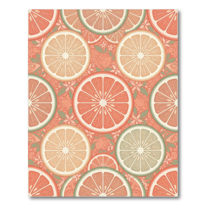 Coral Citrus Slice Botanical Arrangement Rug