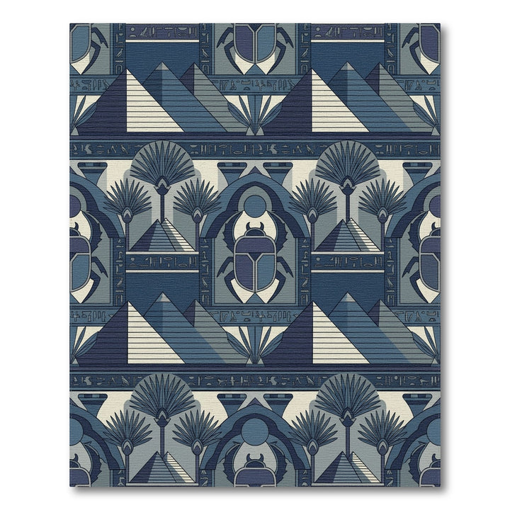 Nile Blue Scarab Pyramid Landscape Rug
