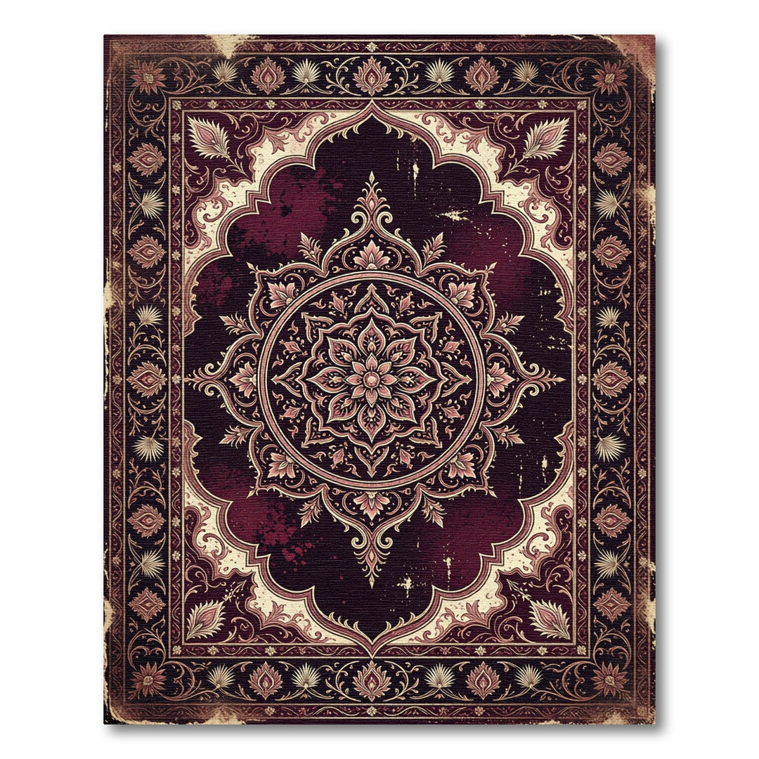 Vibrant Crimson Medallion Mandala Rug