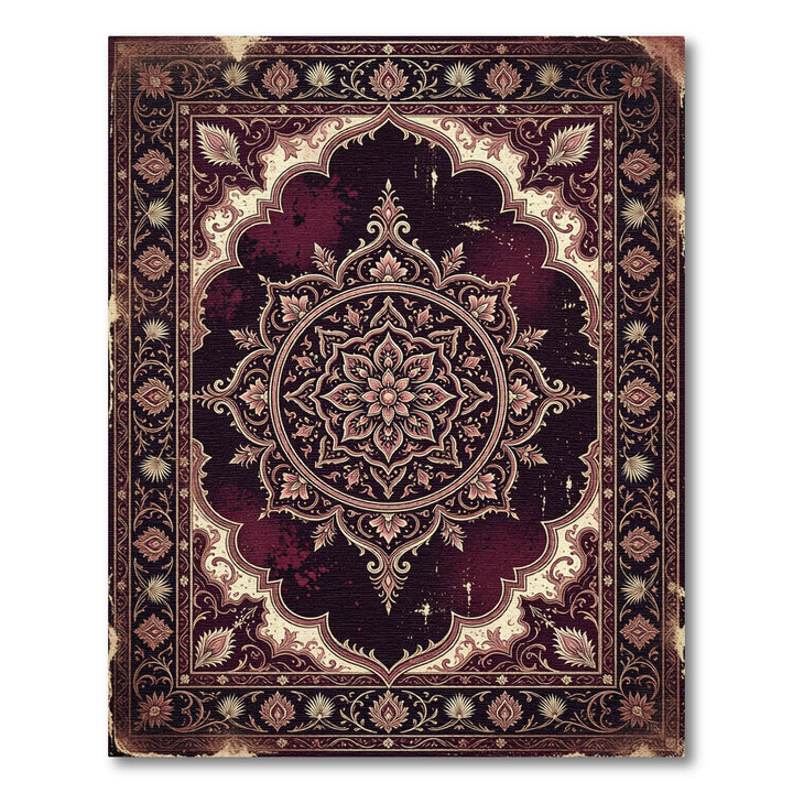Vibrant Crimson Medallion Mandala Rug