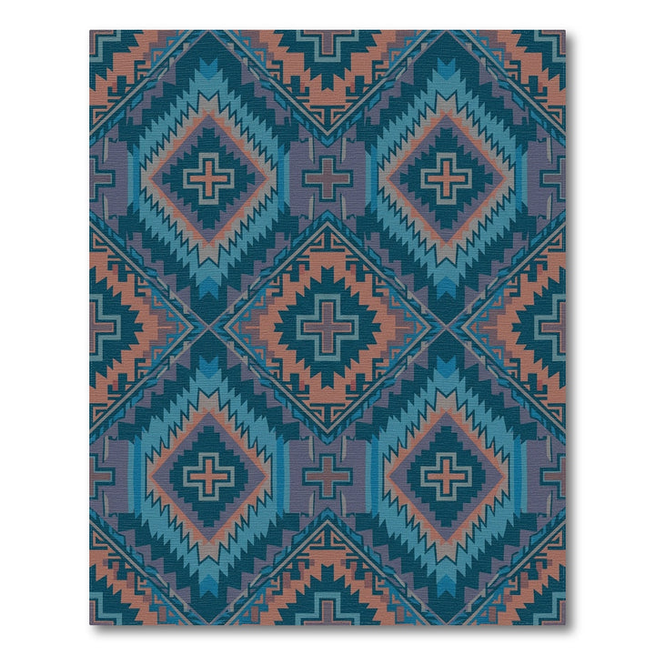 Teal Orange Diamond Cross Geometric Rug