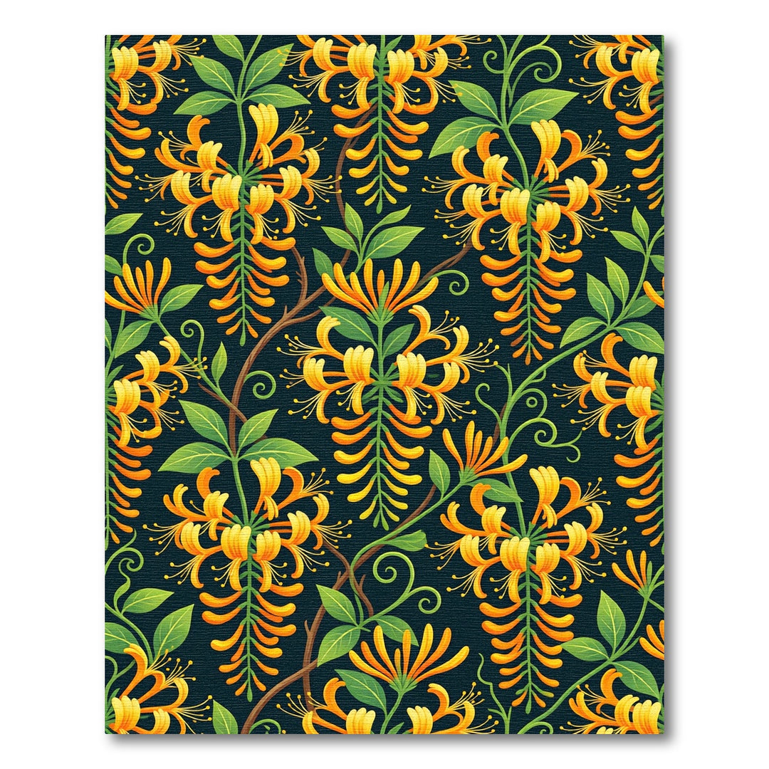 Golden Honeysuckle Vine Floral Rug