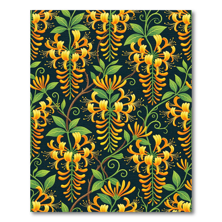 Golden Honeysuckle Vine Floral Rug