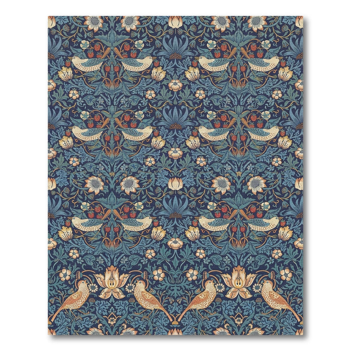 Indigo Blue Vintage Bird Strawberry Garden Rug