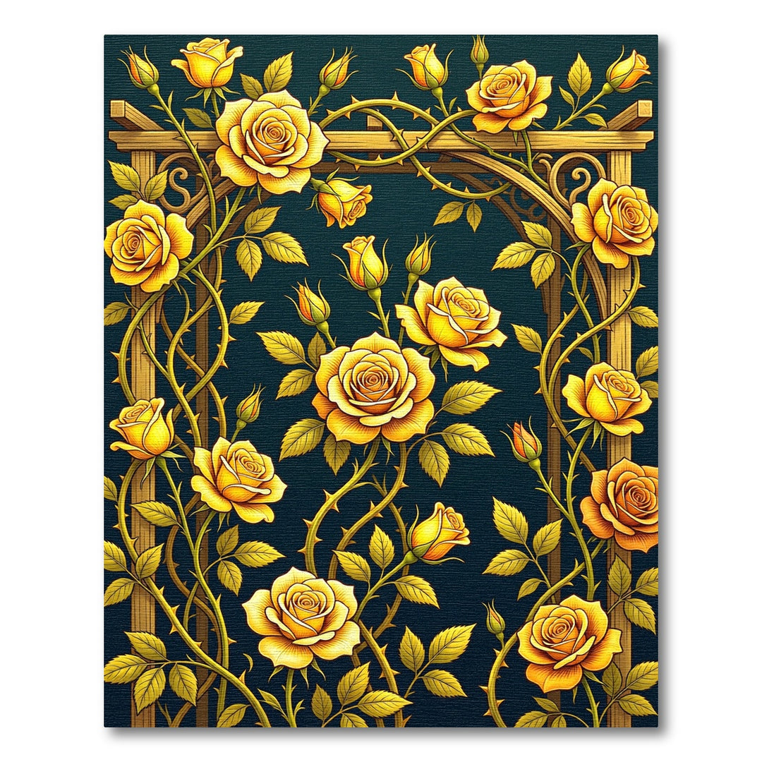 Golden Rose Trellis Garland Rug